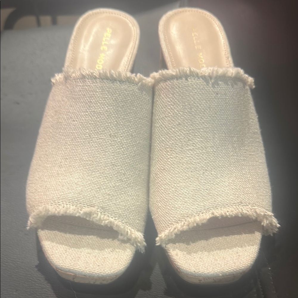 Pelle Moda beige canvas feel Mules